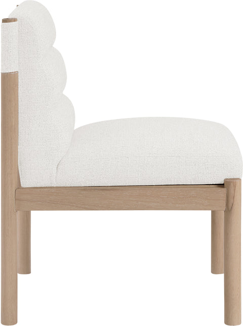 Prescott Cream Linen Textured Fabric Upholstered Dining Chair, 2-Piece