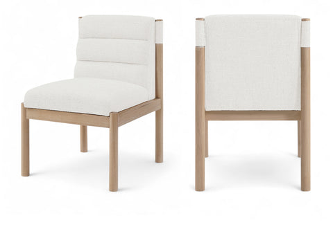 Prescott Cream Linen Textured Fabric Upholstered Dining Chair, 2-Piece
