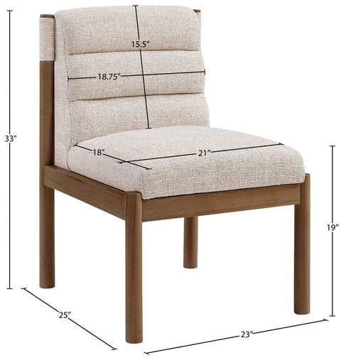 Prescott Beige Linen Textured Fabric Upholstered Dining Chair, 2-Piece (Style 2)