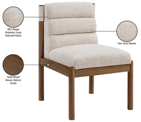Prescott Beige Linen Textured Fabric Upholstered Dining Chair, 2-Piece (Style 2)