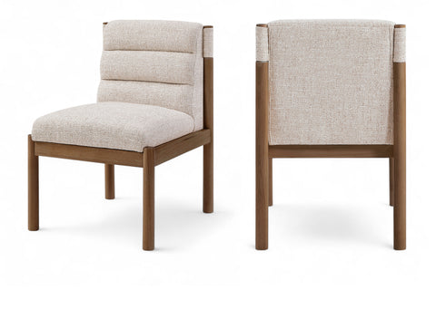 Prescott Beige Linen Textured Fabric Upholstered Dining Chair, 2-Piece (Style 2)