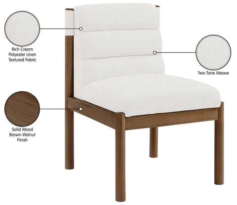Prescott Cream Linen Textured Fabric Upholstered Dining Chair, 2-Piece (Style 2)