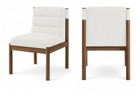 Prescott Cream Linen Textured Fabric Upholstered Dining Chair, 2-Piece (Style 2)
