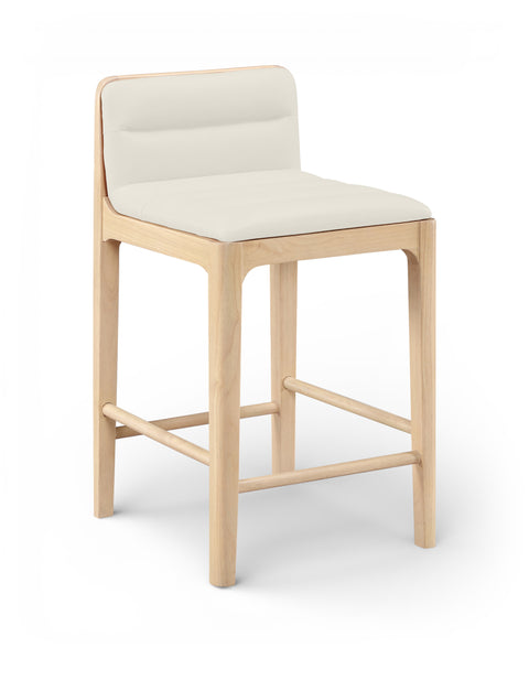 Linden Cream Cane And Vegan Leather Upholstered Counter Stool, 2-Piece