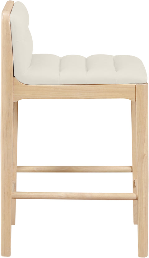 Linden Cream Cane And Vegan Leather Upholstered Counter Stool, 2-Piece