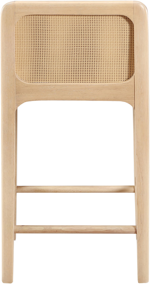 Linden Cream Cane And Vegan Leather Upholstered Counter Stool, 2-Piece