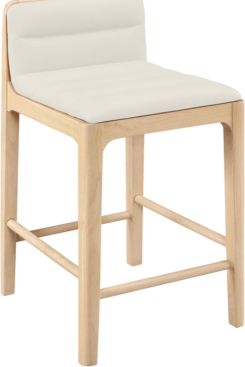 Linden Cream Cane And Vegan Leather Upholstered Counter Stool, 2-Piece