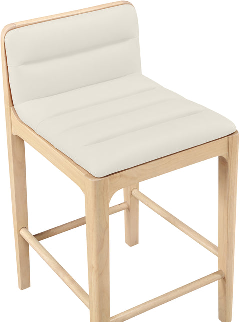 Linden Cream Cane And Vegan Leather Upholstered Counter Stool, 2-Piece