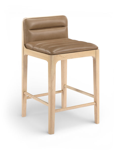Linden Tan Cane And Vegan Leather Upholstered Counter Stool, 2-Piece