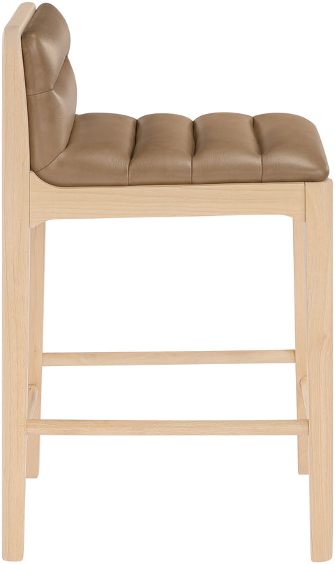 Linden Tan Cane And Vegan Leather Upholstered Counter Stool, 2-Piece