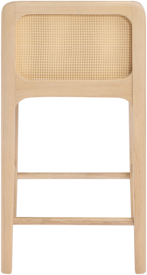 Linden Tan Cane And Vegan Leather Upholstered Counter Stool, 2-Piece