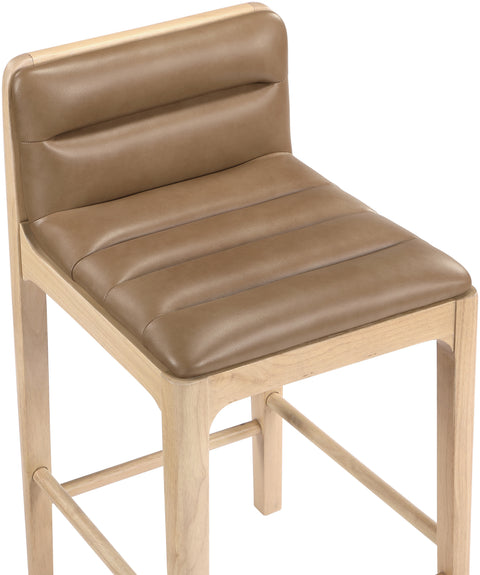 Linden Tan Cane And Vegan Leather Upholstered Counter Stool, 2-Piece