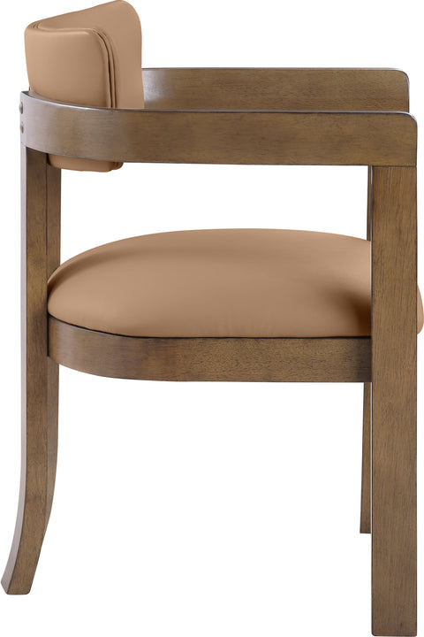 Laurel Cognac Vegan Leather Upholstered Dining Arm Chair, 2-Piece