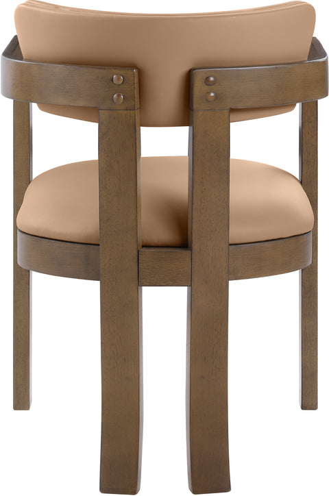 Laurel Cognac Vegan Leather Upholstered Dining Arm Chair, 2-Piece