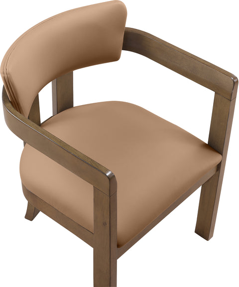 Laurel Cognac Vegan Leather Upholstered Dining Arm Chair, 2-Piece