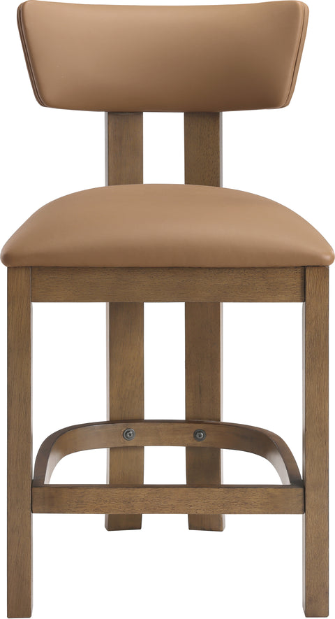 Laurel Cognac Vegan Leather Upholstered Counter Stool, 2-Piece