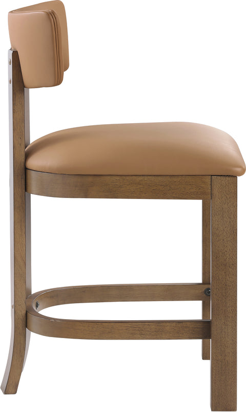 Laurel Cognac Vegan Leather Upholstered Counter Stool, 2-Piece