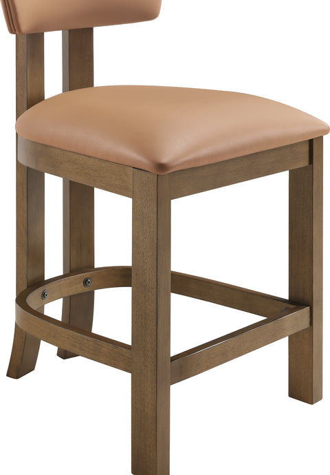 Laurel Cognac Vegan Leather Upholstered Counter Stool, 2-Piece