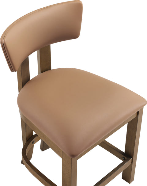 Laurel Cognac Vegan Leather Upholstered Counter Stool, 2-Piece