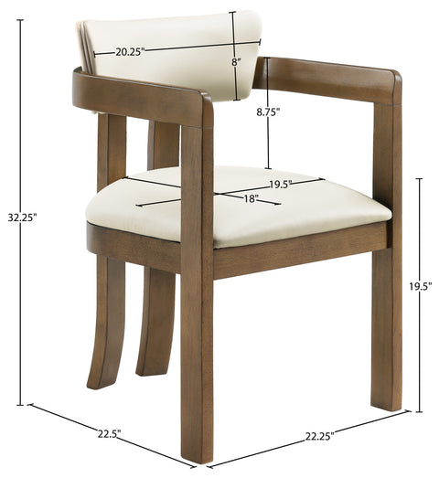 Laurel Cream Vegan Leather Upholstered Dining Arm Chair, 2-Piece