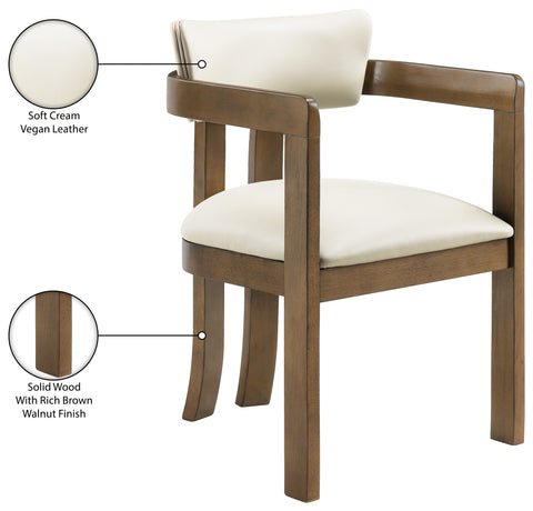 Laurel Cream Vegan Leather Upholstered Dining Arm Chair, 2-Piece