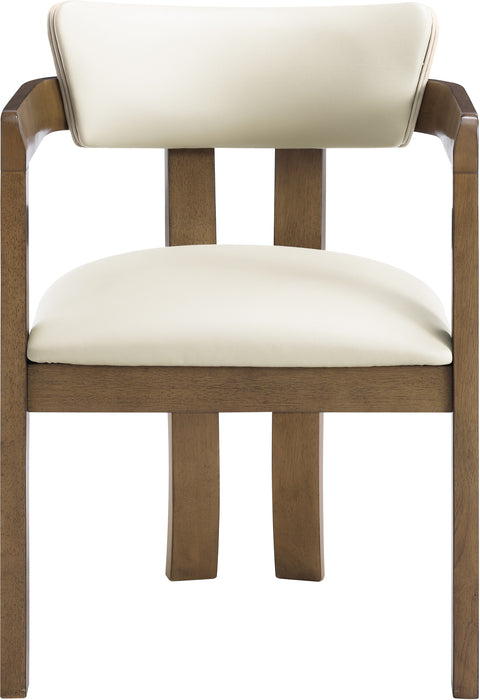 Laurel Cream Vegan Leather Upholstered Dining Arm Chair, 2-Piece