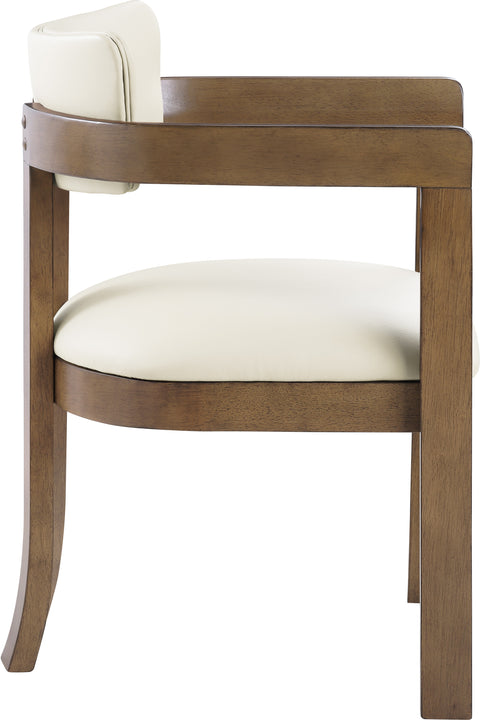 Laurel Cream Vegan Leather Upholstered Dining Arm Chair, 2-Piece
