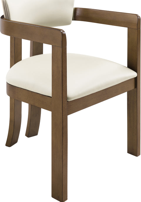Laurel Cream Vegan Leather Upholstered Dining Arm Chair, 2-Piece