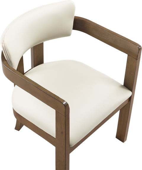 Laurel Cream Vegan Leather Upholstered Dining Arm Chair, 2-Piece