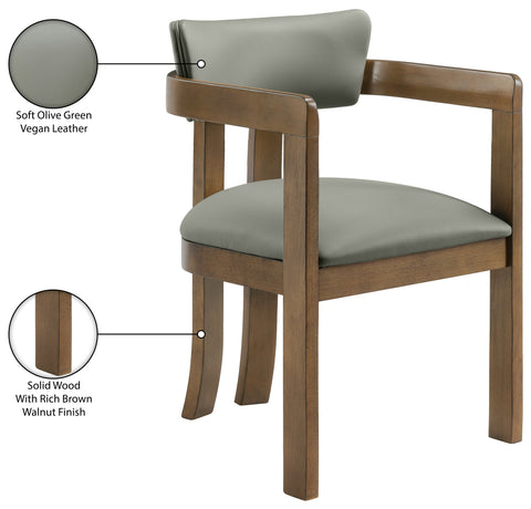 Laurel Olive Vegan Leather Upholstered Dining Arm Chair, 2-Piece