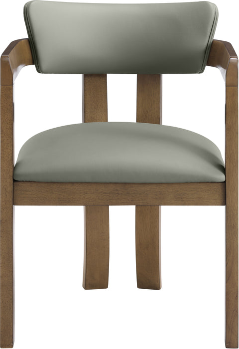 Laurel Olive Vegan Leather Upholstered Dining Arm Chair, 2-Piece