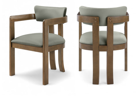 Laurel Olive Vegan Leather Upholstered Dining Arm Chair, 2-Piece