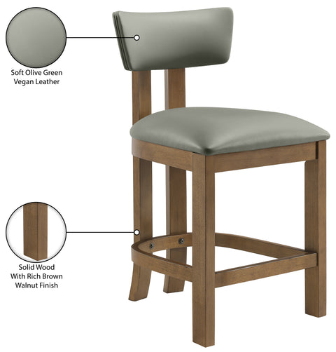 Laurel Olive Vegan Leather Upholstered Counter Stool, 2-Piece