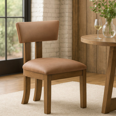 Laurel Tan Vegan Leather Upholstered Dining Side Chair, 2-Piece