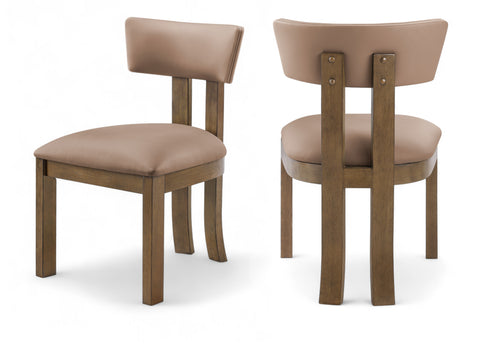 Laurel Tan Vegan Leather Upholstered Dining Side Chair, 2-Piece