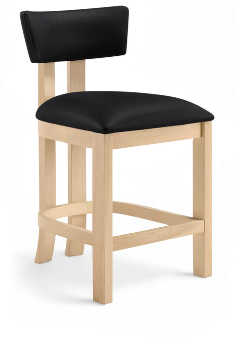 Laurel Black Vegan Leather Upholstered Counter Stool, 2-Piece