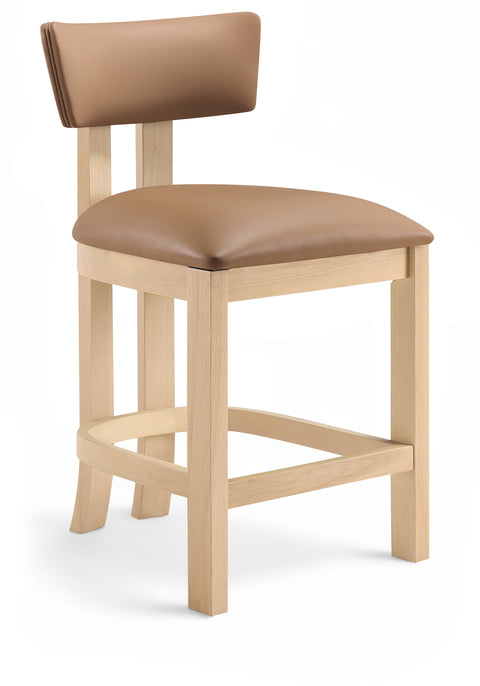 Laurel Cognac Vegan Leather Upholstered Counter Stool, 2-Piece (Style 2)