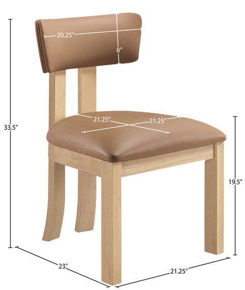Laurel Cognac Vegan Leather Upholstered Dining Side Chair, 2-Piece (Style 2)