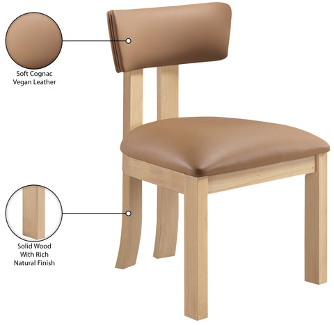 Laurel Cognac Vegan Leather Upholstered Dining Side Chair, 2-Piece (Style 2)