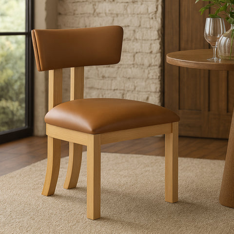 Laurel Cognac Vegan Leather Upholstered Dining Side Chair, 2-Piece (Style 2)