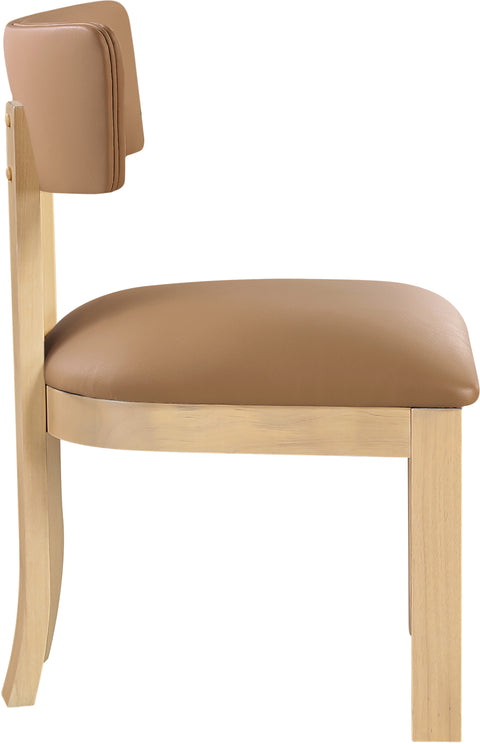 Laurel Cognac Vegan Leather Upholstered Dining Side Chair, 2-Piece (Style 2)