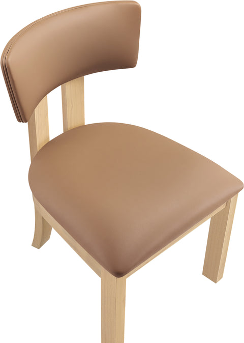 Laurel Cognac Vegan Leather Upholstered Dining Side Chair, 2-Piece (Style 2)
