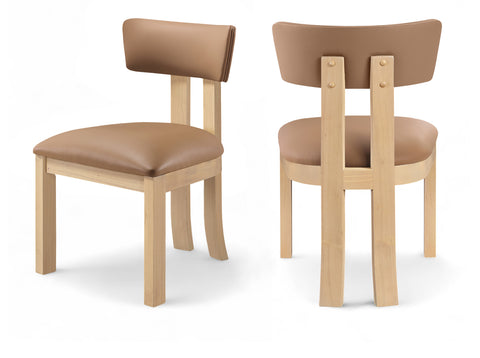 Laurel Cognac Vegan Leather Upholstered Dining Side Chair, 2-Piece (Style 2)