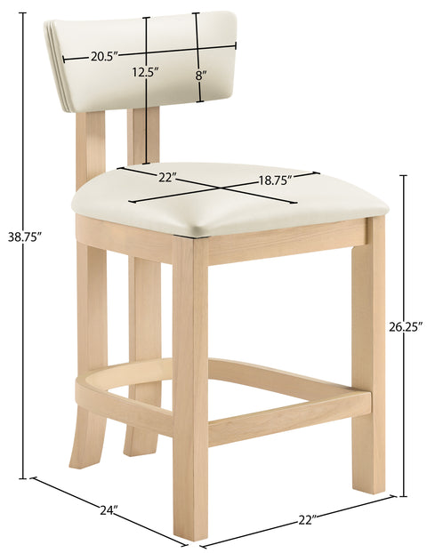 Laurel Cream Vegan Leather Upholstered Counter Stool, 2-Piece (Style 2)