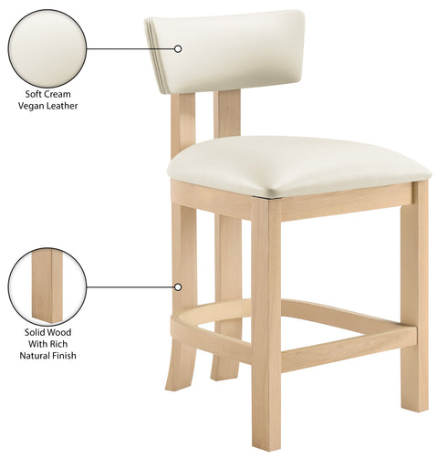 Laurel Cream Vegan Leather Upholstered Counter Stool, 2-Piece (Style 2)
