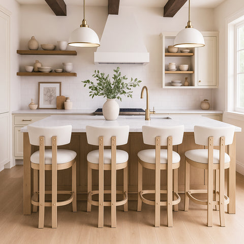 Laurel Cream Vegan Leather Upholstered Counter Stool, 2-Piece (Style 2)