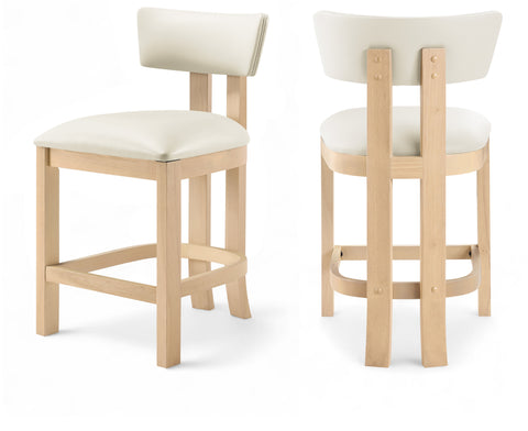 Laurel Cream Vegan Leather Upholstered Counter Stool, 2-Piece (Style 2)