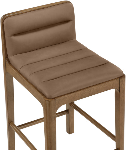 Linden Brown Cane And Vegan Leather Upholstered Counter Stool, 2-Piece (Style 2)