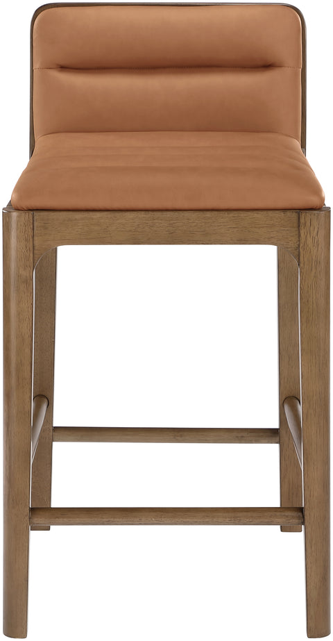 Linden Cognac Cane And Vegan Leather Upholstered Counter Stool, 2-Piece (Style 2)