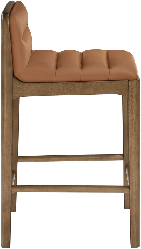 Linden Cognac Cane And Vegan Leather Upholstered Counter Stool, 2-Piece (Style 2)